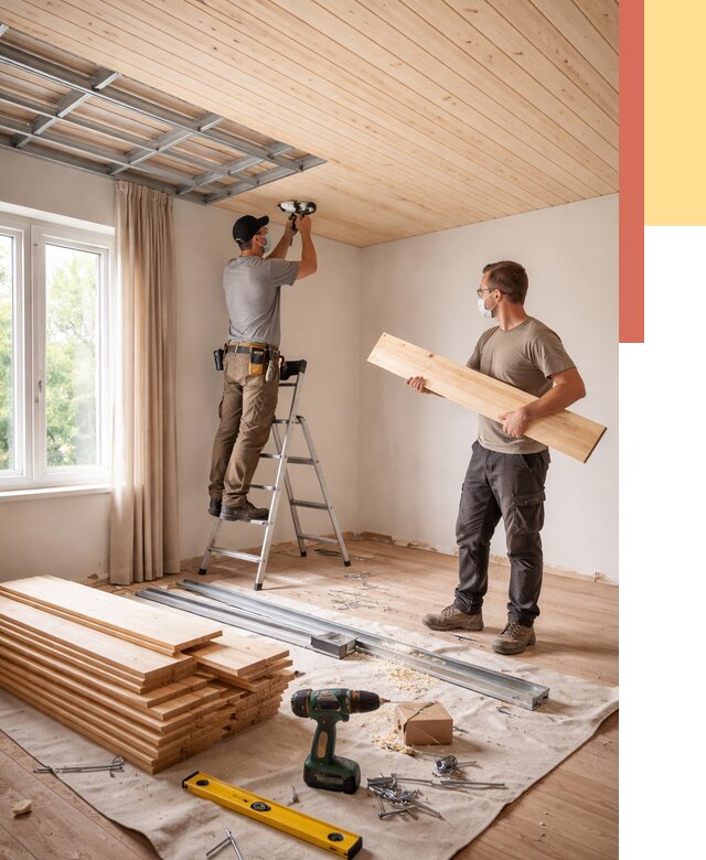 Монтаж потолка из вагонки в Ярцево от 6613 руб. | Быстро и недорого — ОТДЕЛОЧНИК-Рцв