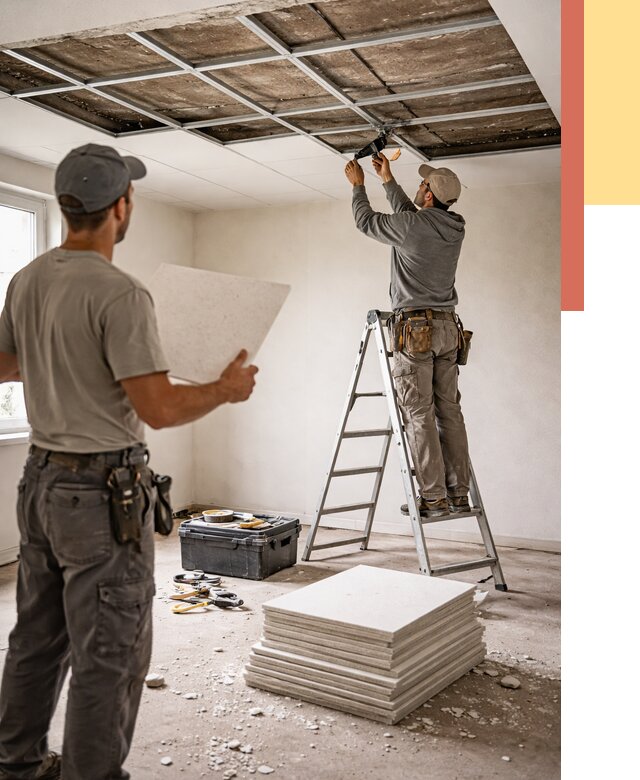 Замена плит подвесного потолка в Ярцево от 1780 руб. быстро и недорого | ОТДЕЛОЧНИК-Рцв