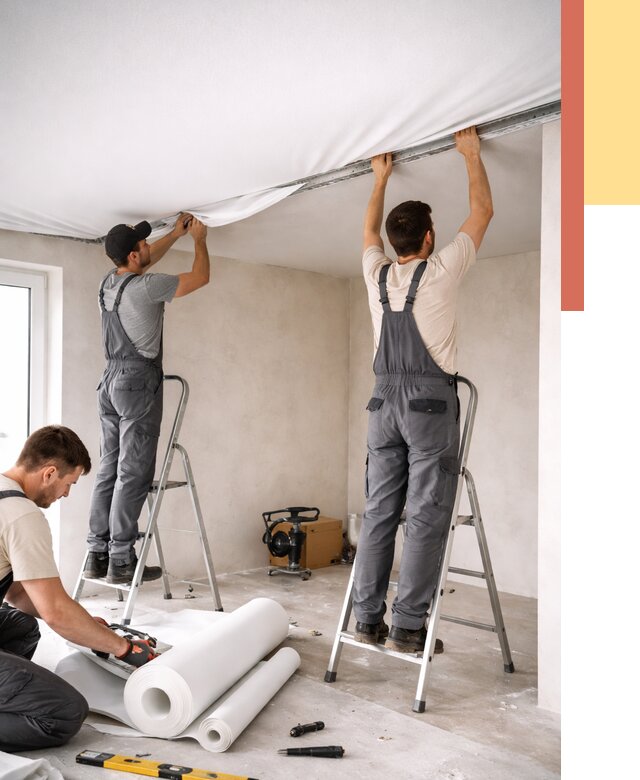 Монтаж тканевого натяжного потолка в Ярцево от 3561 руб. под ключ | ОТДЕЛОЧНИК-Рцв