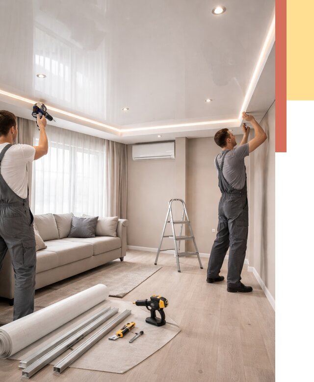 Монтаж глянцевого натяжного потолка в Ярцево от 763 руб. под ключ | ОТДЕЛОЧНИК-Рцв