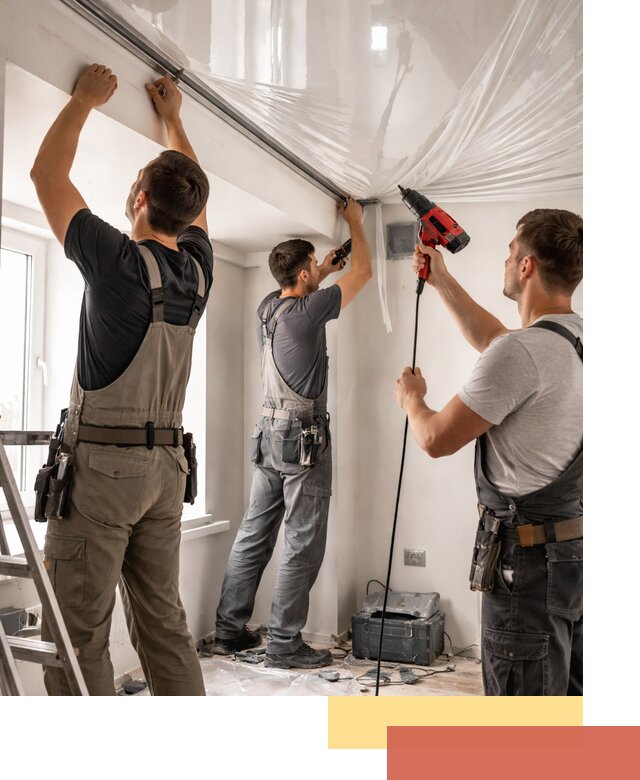 Монтаж глянцевого натяжного потолка в Ярцево быстро и качественно