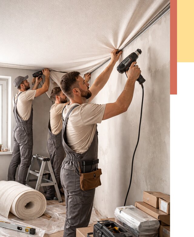 Монтаж фактурного натяжного потолка в Ярцево от 763 руб. — ОТДЕЛОЧНИК-Рцв