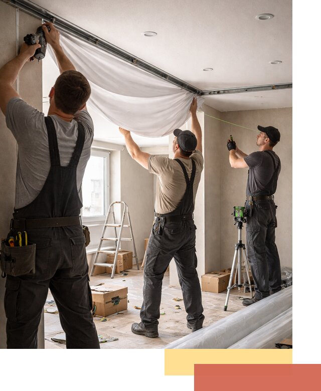 Монтаж парящего натяжного потолка под ключ в Ярцево