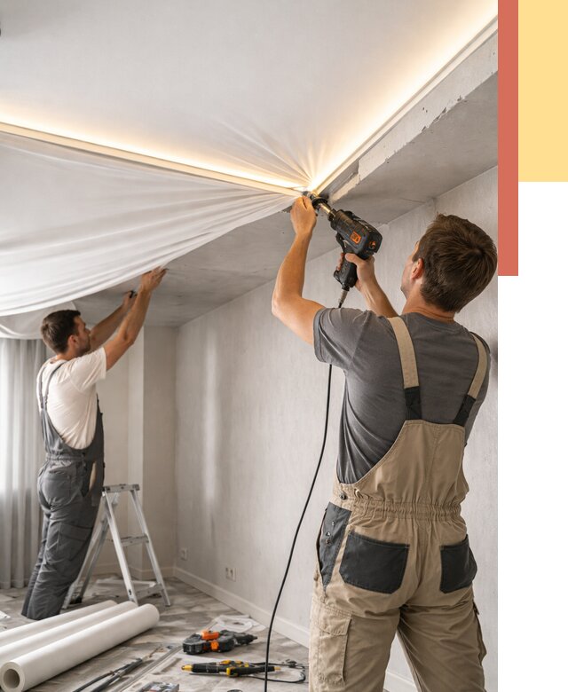 Монтаж натяжного потолка с подсветкой в Ярцево от 967 руб. | ОТДЕЛОЧНИК-Рцв