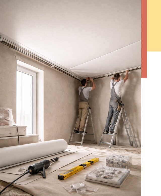 Монтаж натяжного потолка в спальне в Ярцево от 3866 руб. под ключ | ОТДЕЛОЧНИК-Рцв