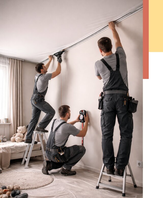 Монтаж натяжного потолка в детской в Ярцево от 3561 руб. — быстро и недорого | ОТДЕЛОЧНИК-Рцв