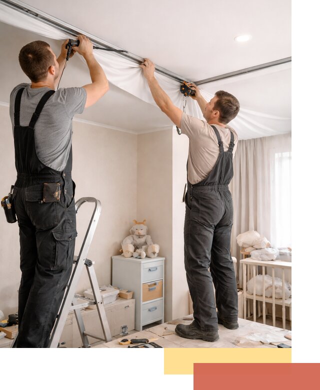 Монтаж натяжного потолка в детской комнате в Ярцево