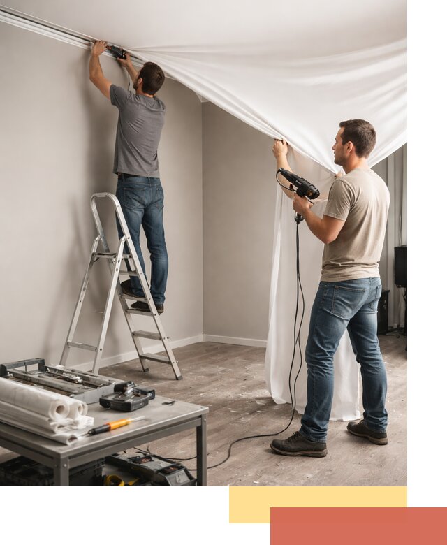 Монтаж натяжного потолка в студии в Ярцево