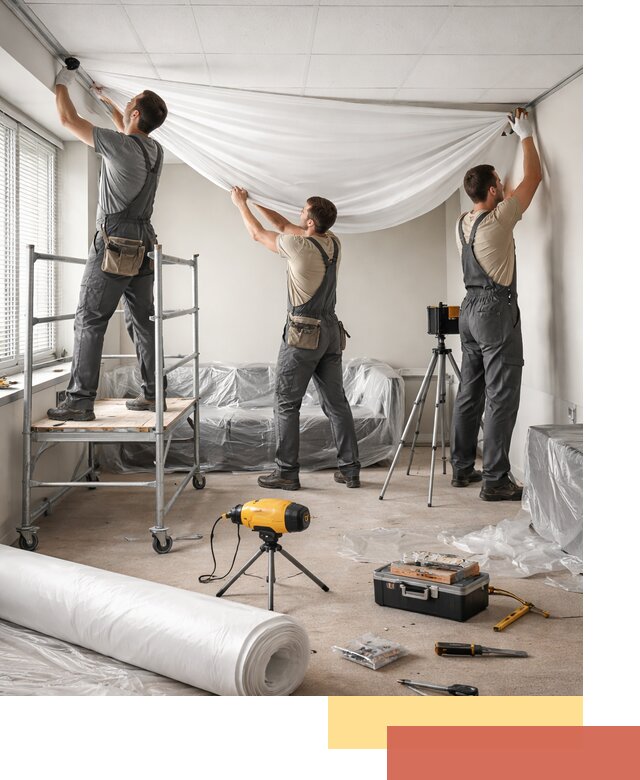 Монтаж натяжного потолка в офисе в Ярцево