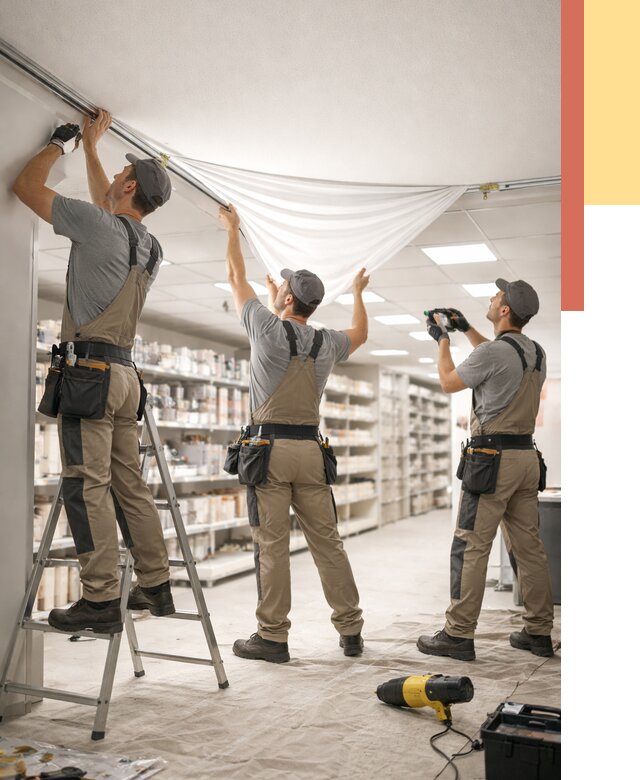 Монтаж натяжного потолка в магазине в Ярцево от 4578 руб. быстро и недорого | ОТДЕЛОЧНИК-Рцв
