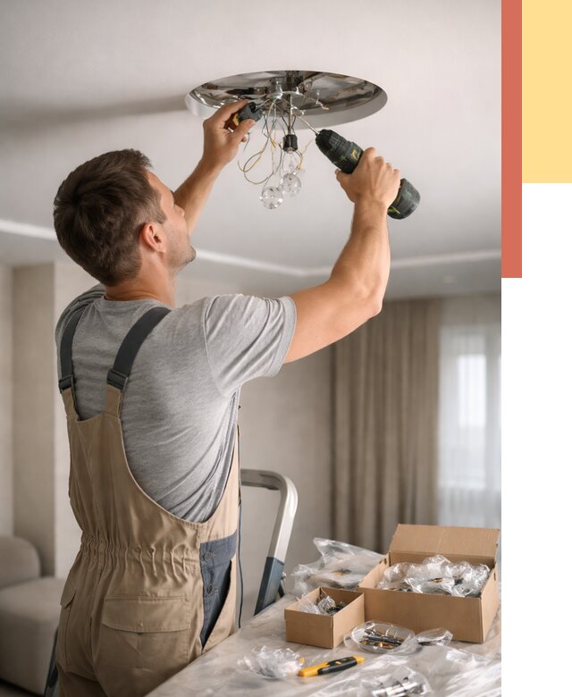 Установка люстры в натяжной потолок в Ярцево от 1221 руб. | Быстро и недорого — ОТДЕЛОЧНИК-Рцв