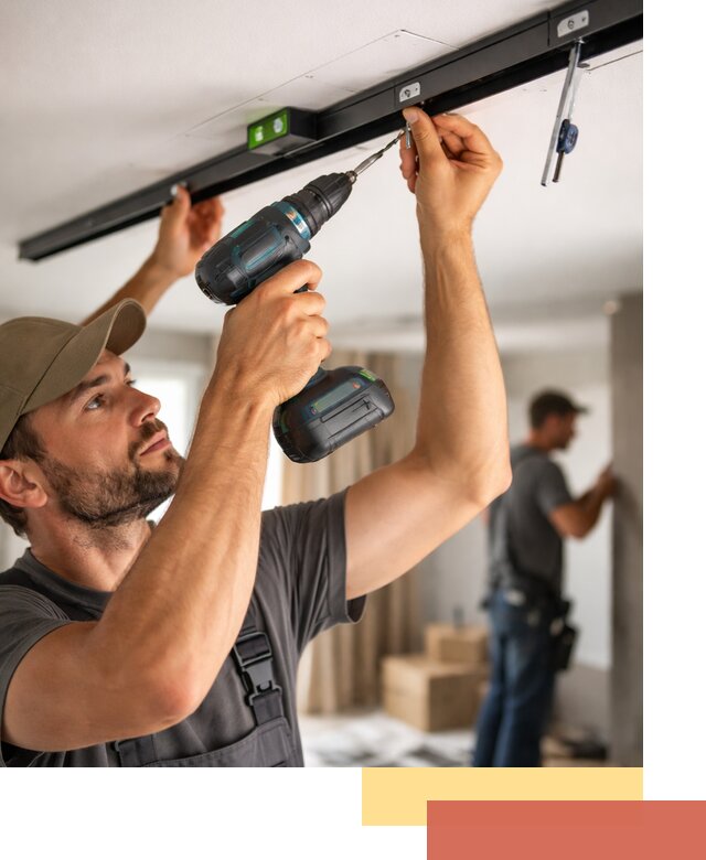 Установка трековых светильников в натяжной потолок в Ярцево