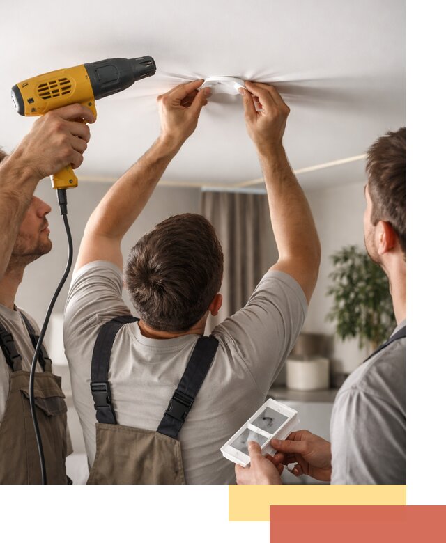 Ремонт прокола полотна натяжного потолка в Ярцево