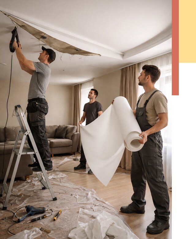 Замена полотна натяжного потолка в Ярцево от 9665 руб. быстро и недорого | ОТДЕЛОЧНИК-Рцв