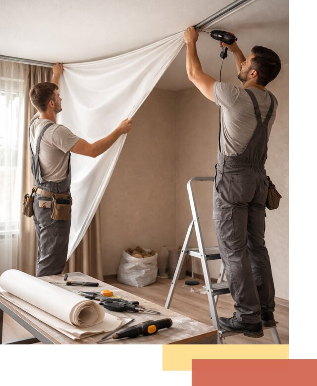 Замена полотна натяжного потолка в Ярцево быстро и качественно