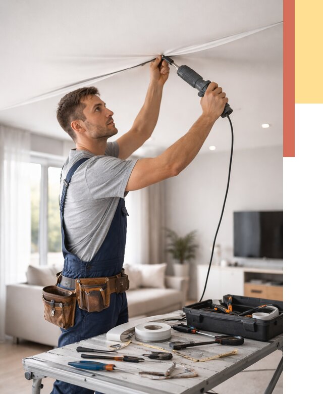 Ремонт натяжных потолков в Ярцево от 9665 руб. под ключ — ОТДЕЛОЧНИК-Рцв