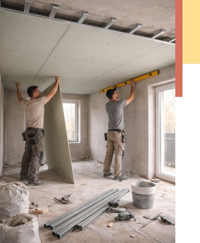 Одноуровневый потолок из гипсокартона в Ярцево от 763 руб. — монтаж под ключ | ОТДЕЛОЧНИК-Рцв