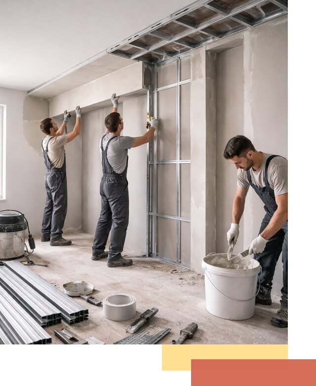 Монтаж потолка из гипсокартона с нишей в Ярцево