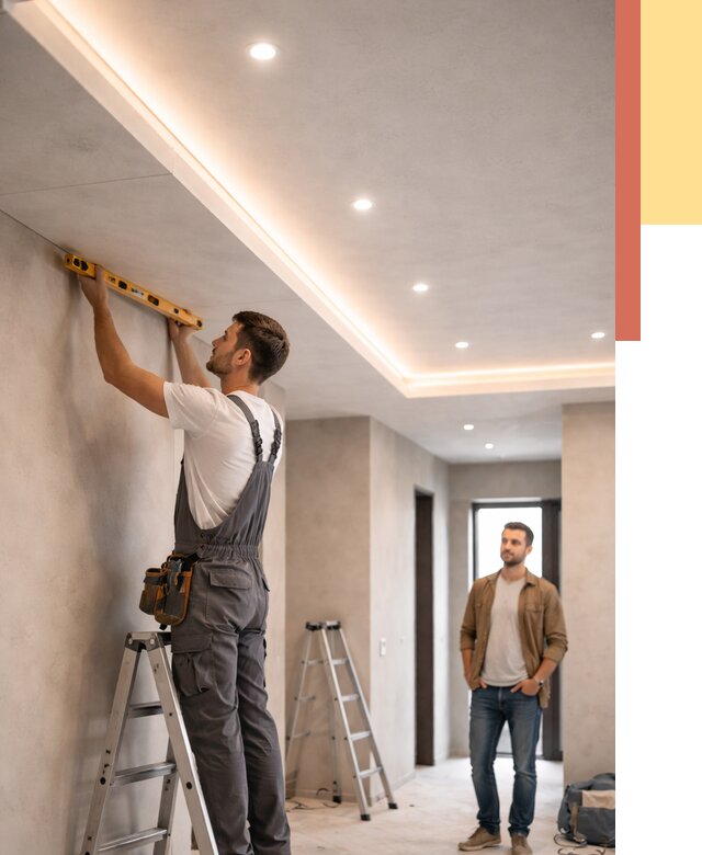 Потолок из гипсокартона с подсветкой в Ярцево от 763 руб./м2 под ключ | ОТДЕЛОЧНИК-Рцв