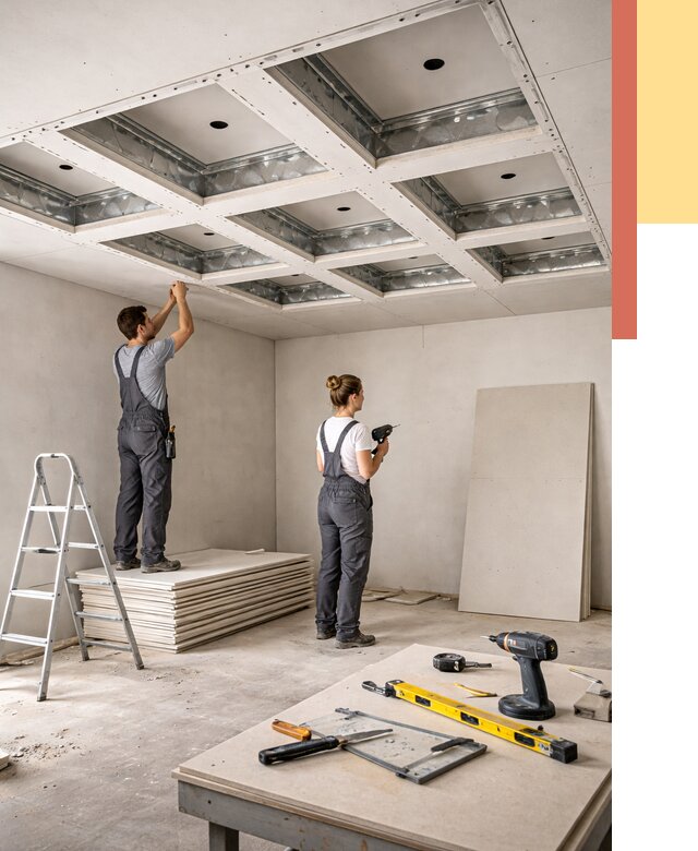 Кессонный потолок из гипсокартона в Ярцево от 1882 руб. — монтаж и под ключ | ОТДЕЛОЧНИК-Рцв