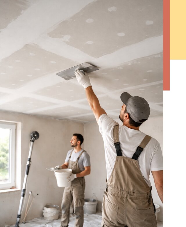 Шпаклевка потолка из гипсокартона в Ярцево от 3256 руб./м2 — услуги под ключ | ОТДЕЛОЧНИК-Рцв