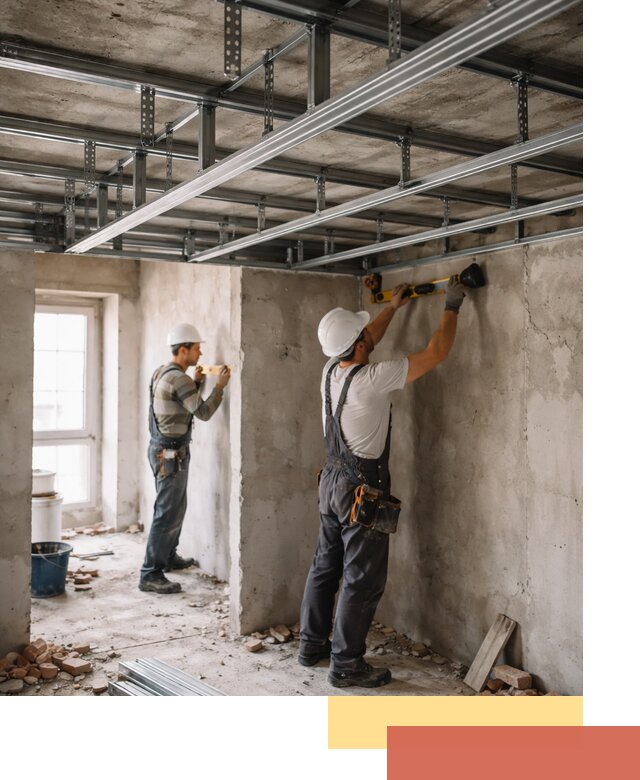 Монтаж каркаса потолка из профильного профиля в Ярцево