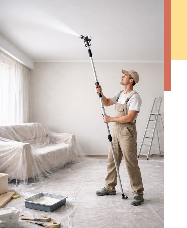 Покраска потолка краскопультом в Ярцево от 4578 руб. быстро и недорого | ОТДЕЛОЧНИК-Рцв