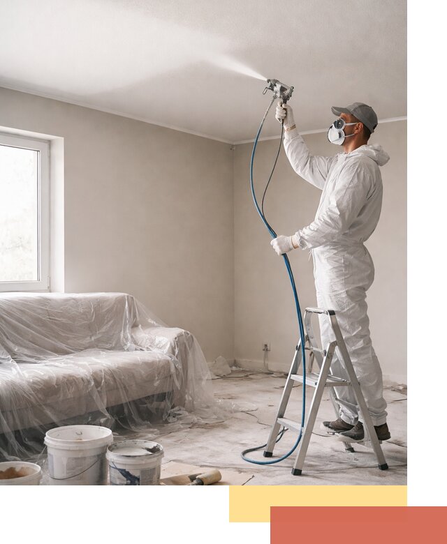 Покраска потолка краскопультом в Ярцево быстро и качественно