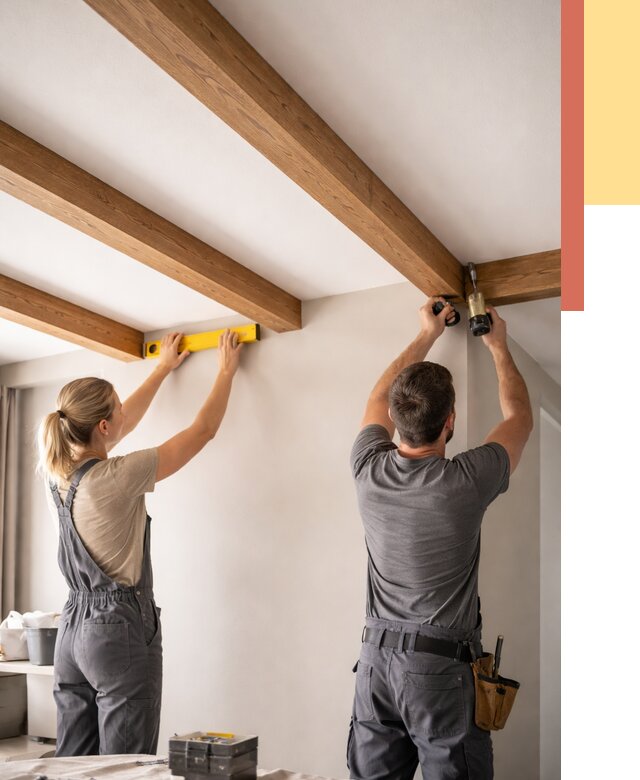 Монтаж декоративных балок на потолок в Ярцево от 4273 руб. — ОТДЕЛОЧНИК-Рцв